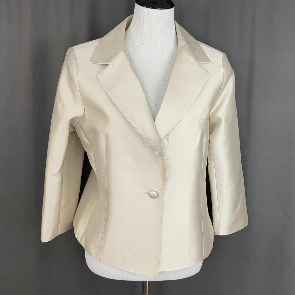 Rickie Freeman Ivory Silk Blend Formal Evening Blazer Sz 14